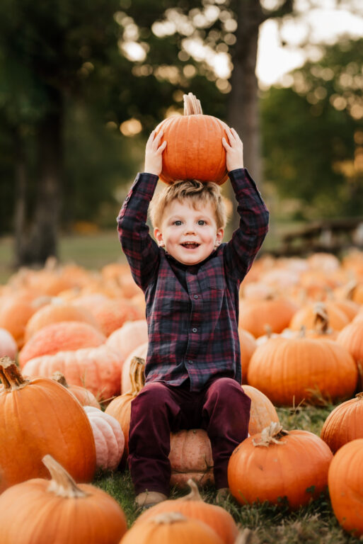 Boy at Pumpkin Patch The Woodlands Conroe Magnolia Montgomery